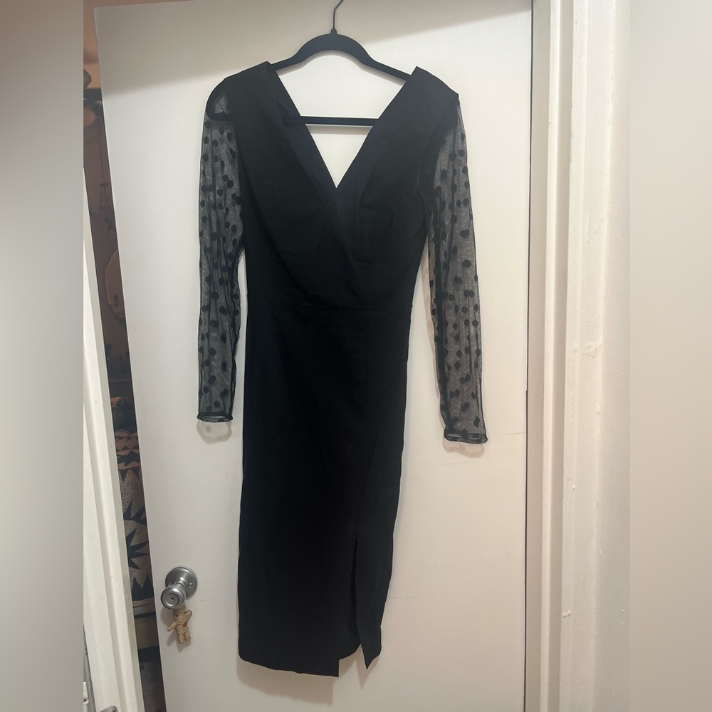 RSVP Yes Midi Dress Black Polka Dots